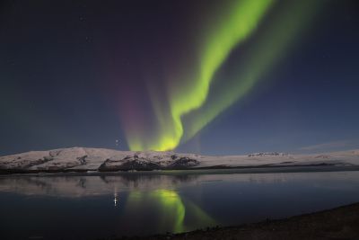 Polarlicht an der Jökulsárlón Gletscherlagune