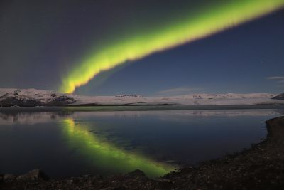 Polarlicht an der Jökulsárlón Gletscherlagune